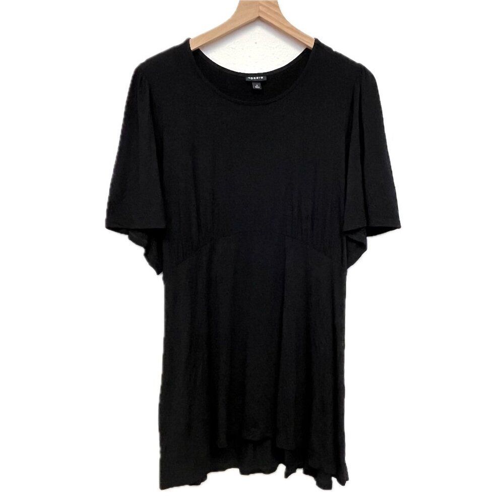 Torrid Black Short Sleeve Top with Tie Back - Size 2X